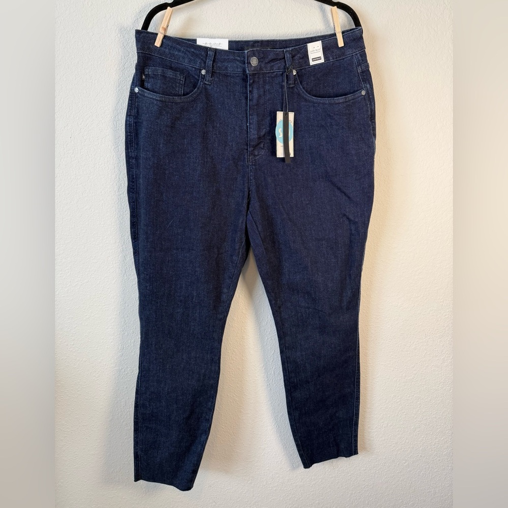 Judy Blue Overachiever Tummy Control Jeans 18W NWT Dark Wash Raw Hem Skinny
